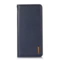 For Motorola Moto G04 / G24 KHAZNEH Nappa Top Layer Cowhide Leather Phone Case(Blue)