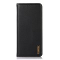 For Motorola Moto G34 KHAZNEH Nappa Top Layer Cowhide Leather Phone Case(Black)