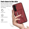 For Samsung Galaxy S21 5G Zipper RFID Card Slots Phone Case with Short Lanyard(Red)