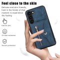 For Samsung Galaxy S21+ 5G Zipper RFID Card Slots Phone Case with Short Lanyard(Blue)