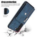 For Samsung Galaxy S21+ 5G Zipper RFID Card Slots Phone Case with Short Lanyard(Blue)