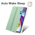 For Lenovo Tab M11 / Xiaoxin Pad 11 2024 3-fold Clear TPU Leather Tablet Case with Pen Slot(Green)