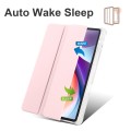For Lenovo Tab M11 / Xiaoxin Pad 11 2024 3-fold Clear TPU Leather Tablet Case with Pen Slot(Pink)