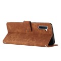For Samsung Galaxy Note10 Skin Feel Stripe Pattern Leather Phone Case with Lanyard(Brown)