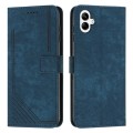For Samsung Galaxy A04e / F04 Skin Feel Stripe Pattern Leather Phone Case with Lanyard(Blue)