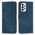 For Samsung Galaxy A33 5G Skin Feel Stripe Pattern Leather Phone Case with Lanyard(Blue)