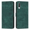 For Samsung Galaxy A50 / A30s / A50s Skin Feel Stripe Pattern Leather Phone Case with Lanyard(Green)