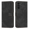 For Samsung Galaxy A54 5G Skin Feel Stripe Pattern Leather Phone Case with Lanyard(Black)