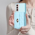 For Samsung Galaxy S21+ 5G Horizontal Metal Buckle Wallet Rhombic Leather Phone Case(Blue)