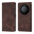 For Honor X9a 5G/Magic5 Lite Skin-feel Embossed Leather Phone Case(Brown)