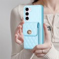 For Samsung Galaxy S23 5G Vertical Metal Buckle Wallet Rhombic Leather Phone Case(Blue)