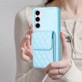 For Samsung Galaxy S23 5G Vertical Wallet Rhombic Leather Phone Case(Blue)
