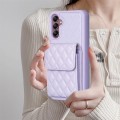 For Samsung Galaxy A14 4G / 5G Vertical Wallet Rhombic Leather Phone Case(Purple)