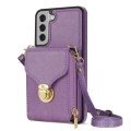 For Samsung Galaxy S21+ 5G Zipper Hardware Card Wallet Phone Case(Purple)