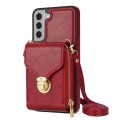 For Samsung Galaxy S21 5G Zipper Hardware Card Wallet Phone Case(Red)