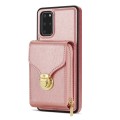 For Samsung Galaxy S20+ Zipper Hardware Card Wallet Phone Case(Rose Gold)