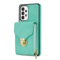 For Samsung Galaxy A52 5G / 4G Zipper Hardware Card Wallet Phone Case(Mint Green)