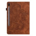 For Samsung Galaxy Tab S6 T860 Peacock Embossed Pattern Leather Tablet Case(Brown)