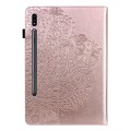 For Samsung Galaxy Tab S9 / S9 FE Peacock Embossed Pattern Leather Tablet Case(Rose Gold)