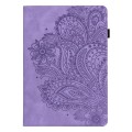 For Samsung Galaxy Tab S9 / S9 FE Peacock Embossed Pattern Leather Tablet Case(Purple)