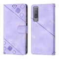 For Samsung Galaxy A7 2018 Skin-feel Embossed Leather Phone Case(Light Purple)