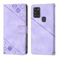 For Samsung Galaxy A21s Skin-feel Embossed Leather Phone Case(Light Purple)
