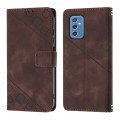 For Samsung Galaxy M52 5G Skin-feel Embossed Leather Phone Case(Brown)
