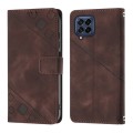 For Samsung Galaxy M53 5G Skin-feel Embossed Leather Phone Case(Brown)