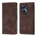 For Realme C55 Skin-feel Embossed Leather Phone Case(Brown)