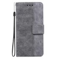 For Samsung Galaxy M14 Geometric Embossed Leather Phone Case(Grey)