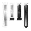 20mm Double-row Hole Folding Black Buckle Two-color Silicone Watch Band(White Black)