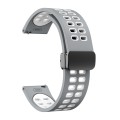 20mm Double-row Hole Folding Black Buckle Two-color Silicone Watch Band(Grey White)