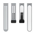 20mm Double-row Hole Folding Black Buckle Two-color Silicone Watch Band(Grey White)