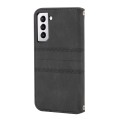 For Samsung Galaxy S23 5G Embossed Stripes Skin Feel Leather Phone Case(Black)