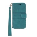 For Samsung Galaxy S23+ 5G Embossed Stripes Skin Feel Leather Phone Case(Dark Green)