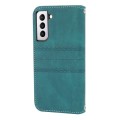 For Samsung Galaxy S23+ 5G Embossed Stripes Skin Feel Leather Phone Case(Dark Green)