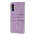 For Samsung Galaxy A14 5G Embossed Stripes Skin Feel Leather Phone Case(Light Purple)