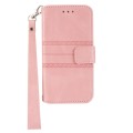 For Samsung Galaxy A34 5G Embossed Stripes Skin Feel Leather Phone Case(Pink)