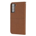 For Samsung Galaxy S23 5G Woven Texture Stitching Magnetic Leather Phone Case(Brown)