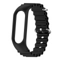 For Xiaomi Mi Band 7 / 6 / 5 / 4 / 3 Solid Color Marine Silicone Breathable Watch Band(Black)