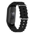 For Xiaomi Mi Band 7 / 6 / 5 / 4 / 3 Solid Color Marine Silicone Breathable Watch Band(Black)