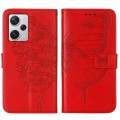 For Xiaomi Redmi Note 12 Pro+ 5G / Note 12 Explorer Embossed Butterfly Leather Phone Case(Red)