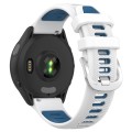 For Garmin Forerunner 265S 18mm Sports Two-Color Steel Buckle Silicone Watch Band(White+Blue)