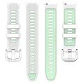 For Garmin Forerunner 265S 18mm Sports Two-Color Steel Buckle Silicone Watch Band(White+Teal)