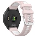 For Garmin Forerunner 265S 18mm Sports Two-Color Steel Buckle Silicone Watch Band(Pink+White)