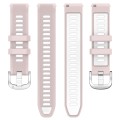 For Garmin Forerunner 265S 18mm Sports Two-Color Steel Buckle Silicone Watch Band(Pink+White)