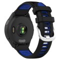 For Garmin Forerunner 265S 18mm Sports Two-Color Steel Buckle Silicone Watch Band(Black+Blue)