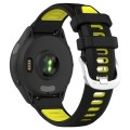 For Garmin Forerunner 265S 18mm Sports Two-Color Steel Buckle Silicone Watch Band(Black+Lime Green)