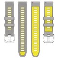 For Garmin Forerunner 265S 18mm Sports Two-Color Steel Buckle Silicone Watch Band(Grey+Yellow)