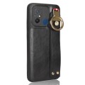 For Xiaomi Redmi 12C / Poco C55 Wristband Leather Back Phone Case(Black)